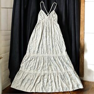 Mossimo Supply Co.  Maxi Dress ivory with metallic Silver Size Small